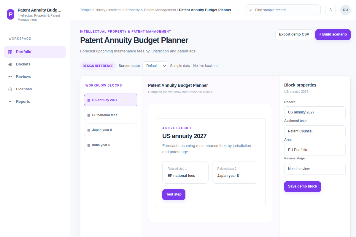 Patent Annuity Budget Planner