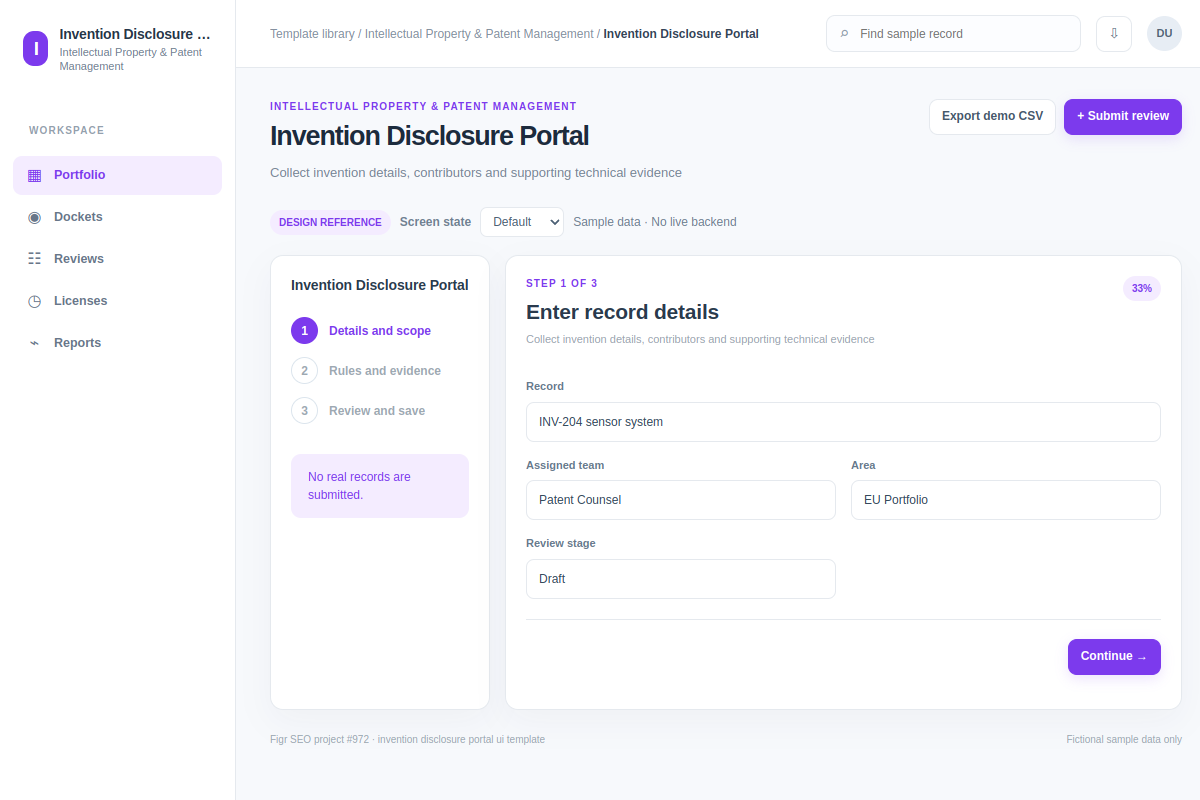 Invention Disclosure Portal