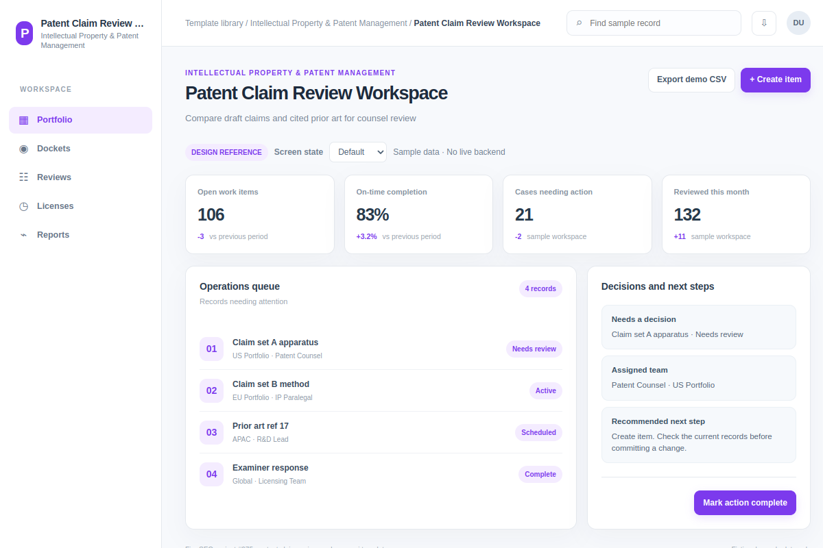 Patent Claim Review Workspace