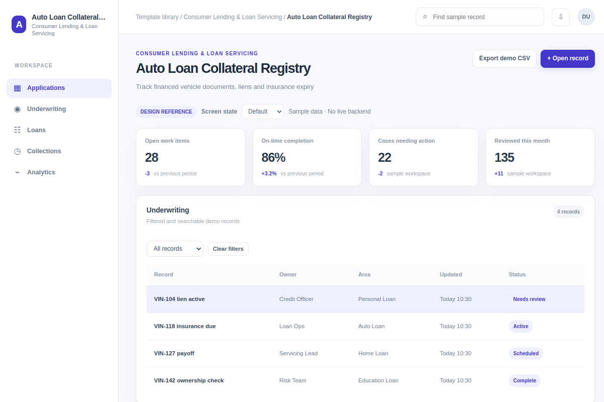 Auto Loan Collateral Registry