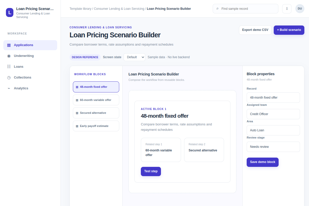 Loan Pricing Scenario Builder