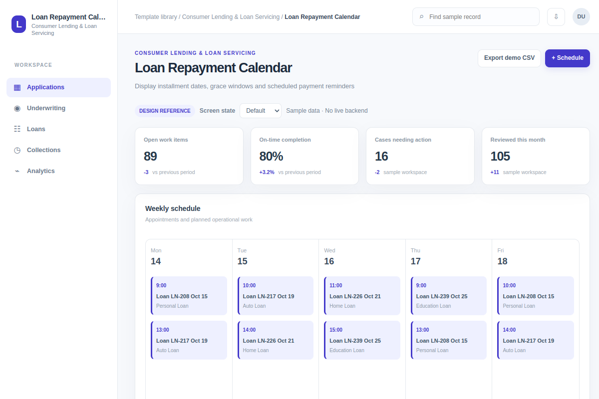 Loan Repayment Calendar