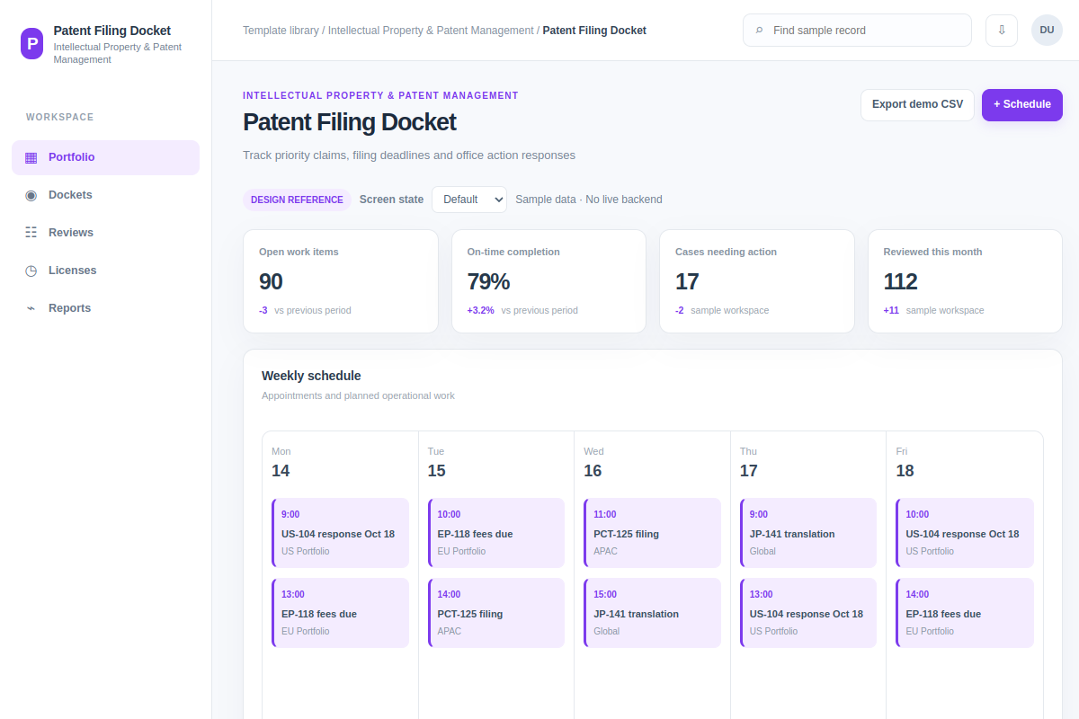 Patent Filing Docket