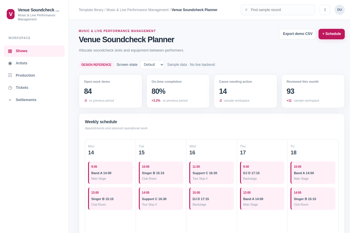 Venue Soundcheck Planner