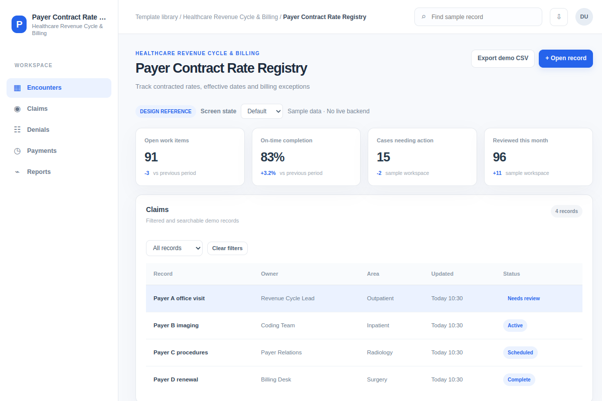 Payer Contract Rate Registry