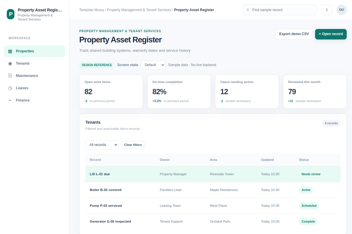 Property Asset Register