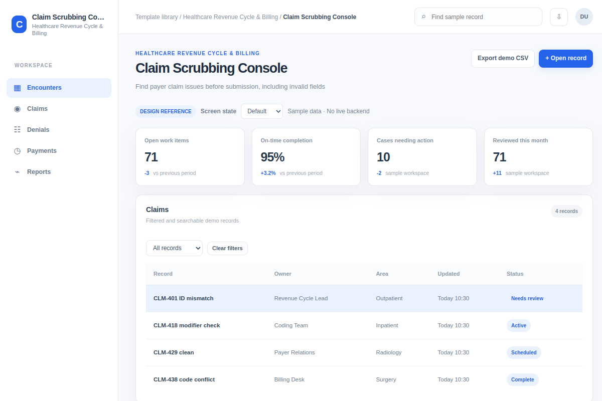 Claim Scrubbing Console