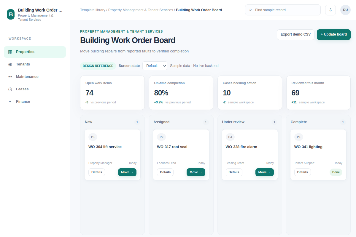 Building Work Order Board