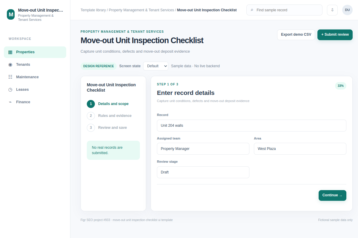Move-out Unit Inspection Checklist