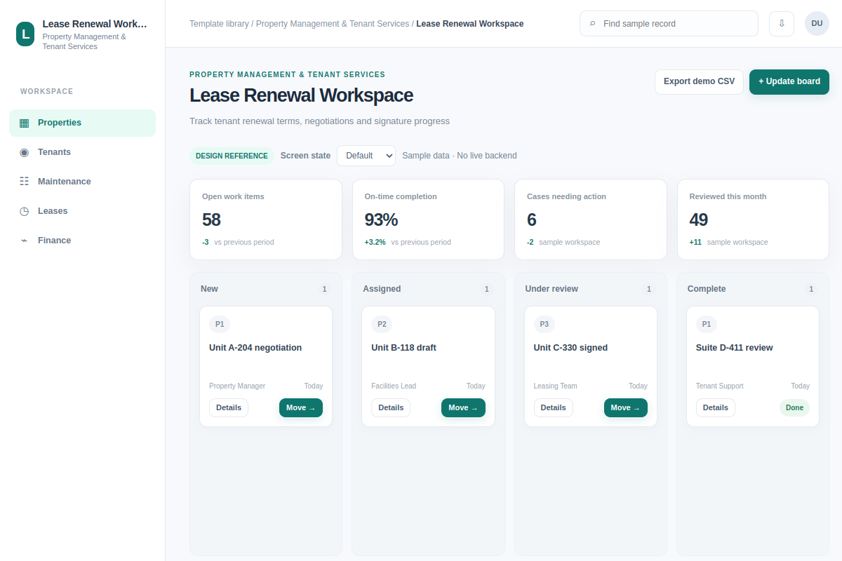Lease Renewal Workspace