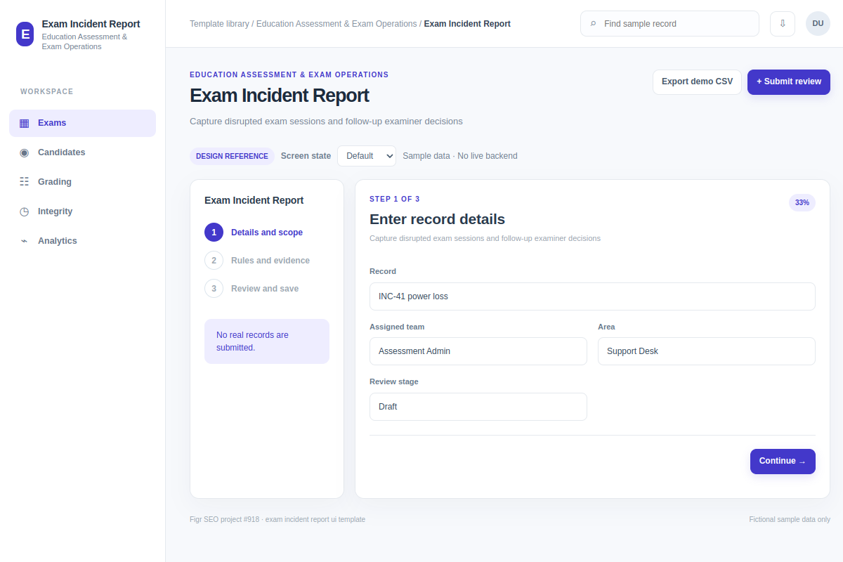 Exam Incident Report