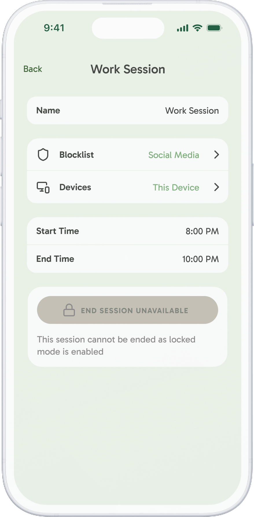 A phone screen showing the Freedom app in locked mode