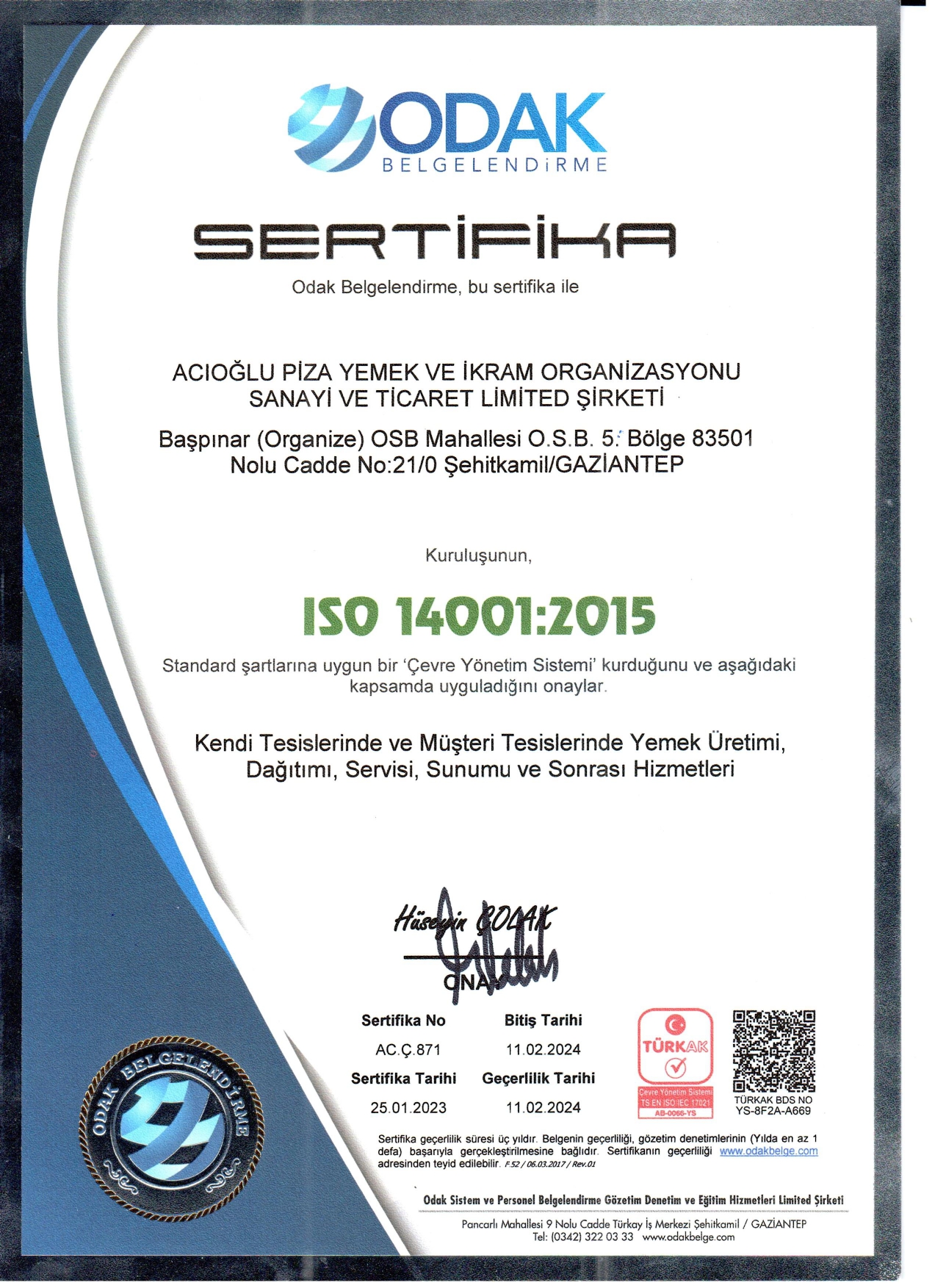 OIC/SMIIC 6:2019 Sertifikası