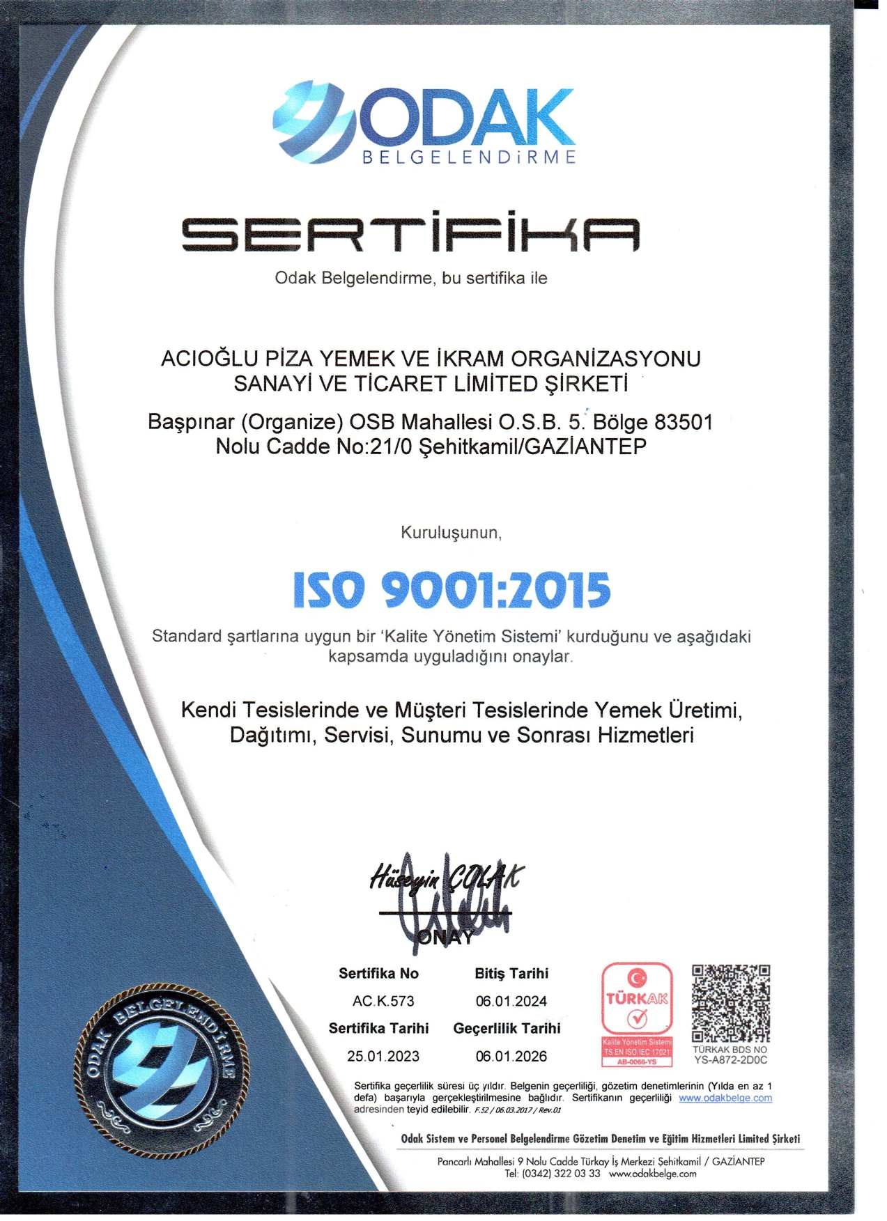 OIC/SMIIC 6:2019 Sertifikası