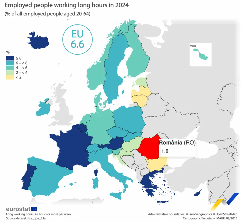 infografie eurostat romanii si orele suplimentare