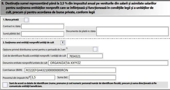 redirecționare a 3,5%