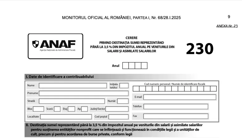 Formularul 230 pentru ONG-uri