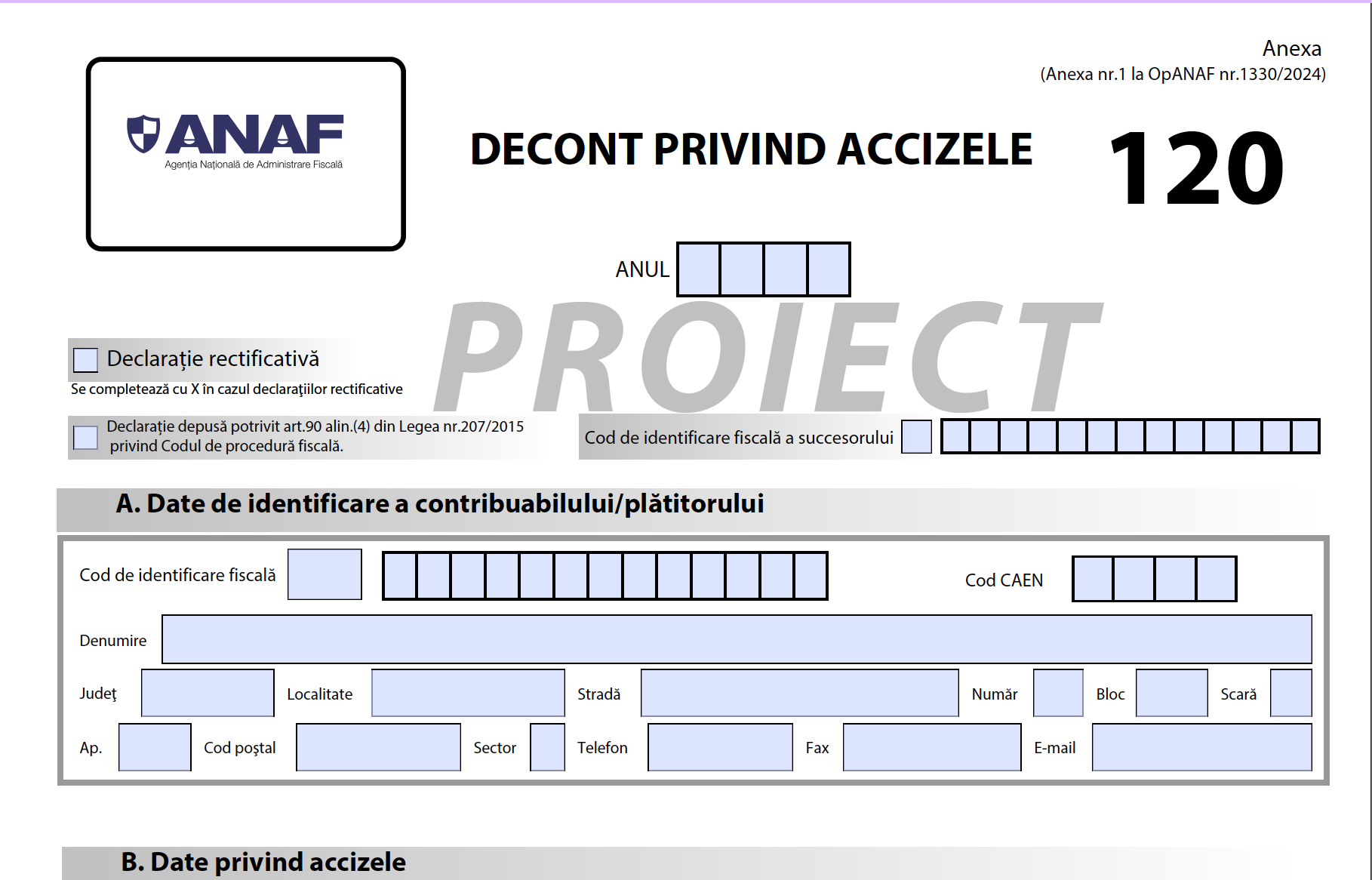 Formularul 120 privind accizele se modifică din 2025. Apar noi produse accizabile în decont
