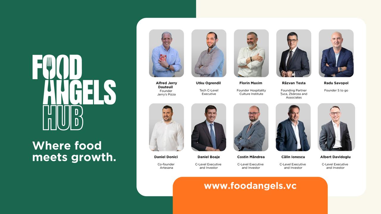 10 lideri de business lansează Food Angels Hub, o comunitate de investitori pentru HoReCa și industria alimentară. Printre aceștia, Radu Savopol (5 to go), Daniel Boaje (ex-McDonald's) și Daniel Donici (Artesana)