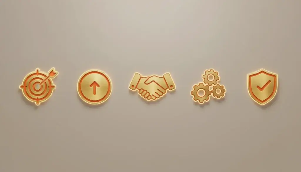 Cinq icônes symbolisant les défis RH prioritaires d'une organisation moderne.