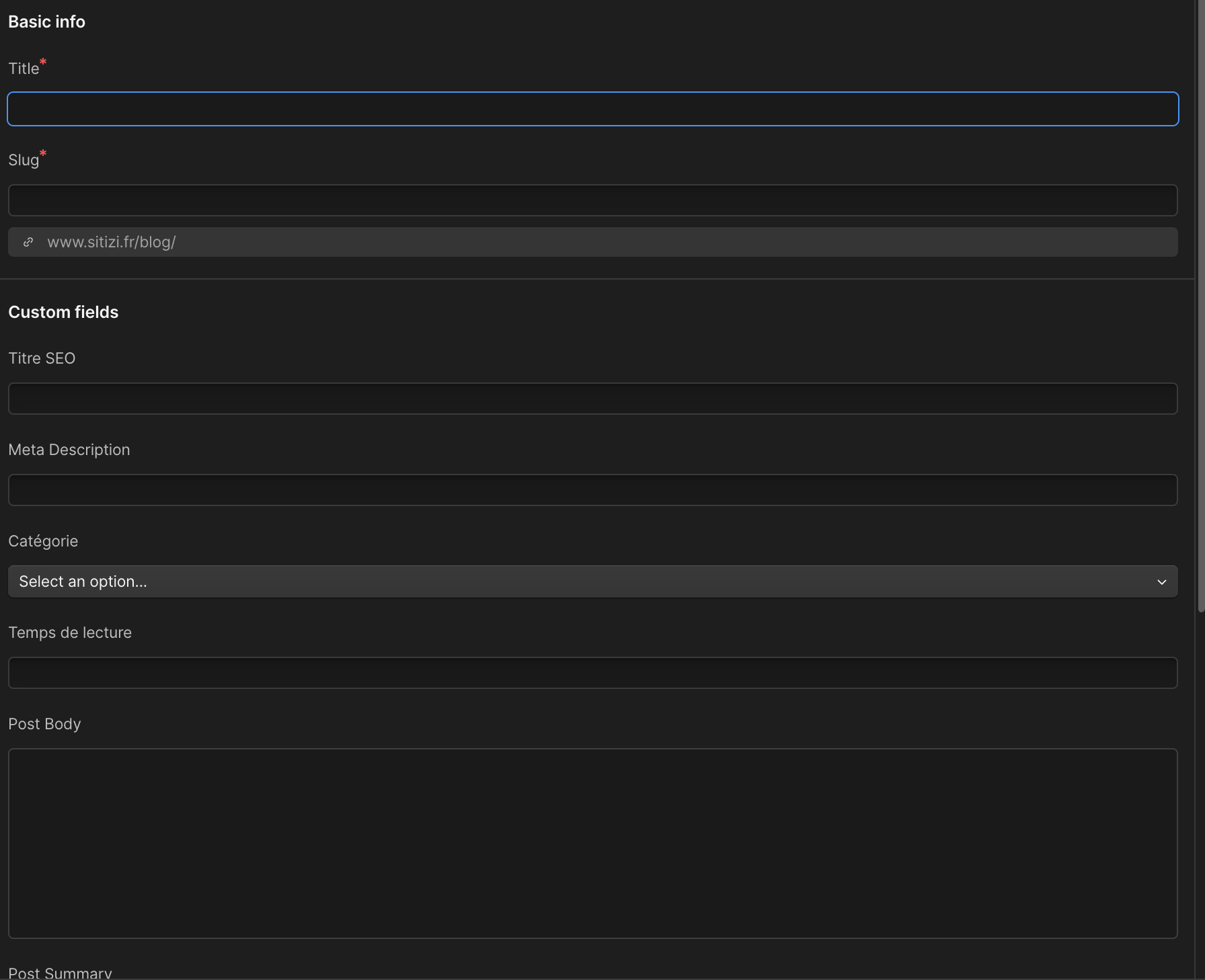 Page écriture article webflow