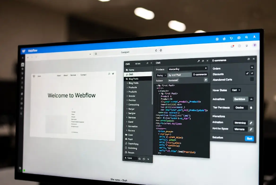 ecran qui affiche les fonctionnalitées avancées webflow