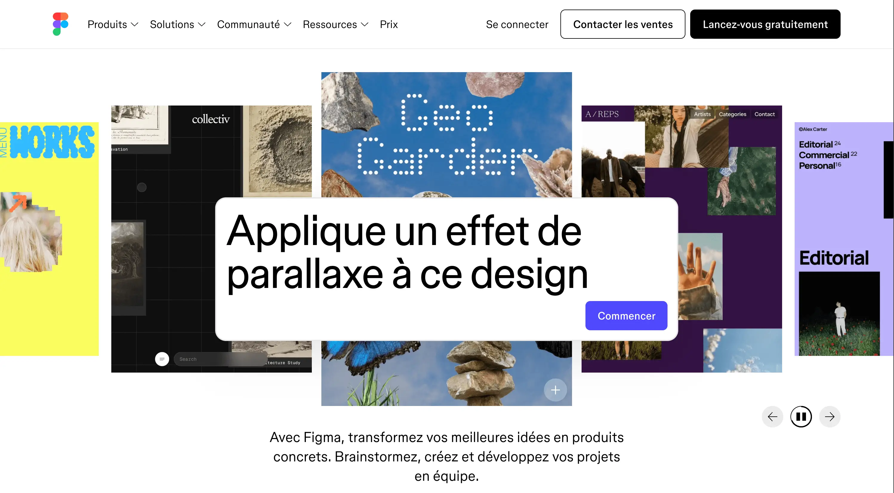 site Figma style néo-brutalisme controlé