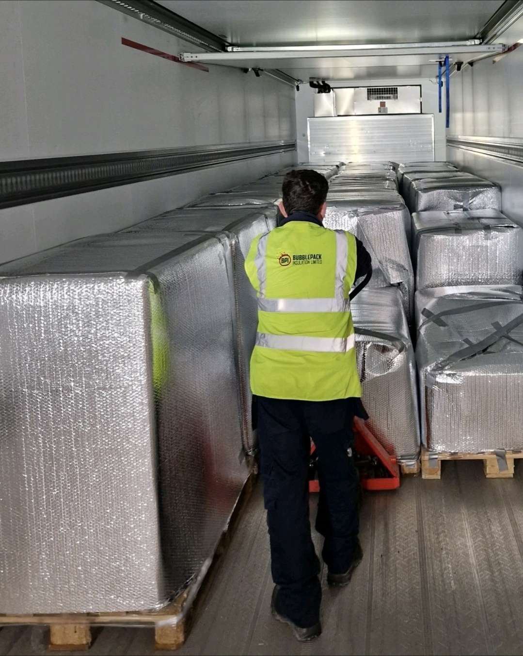 Thermal liner installed inside a 40ft shipping container