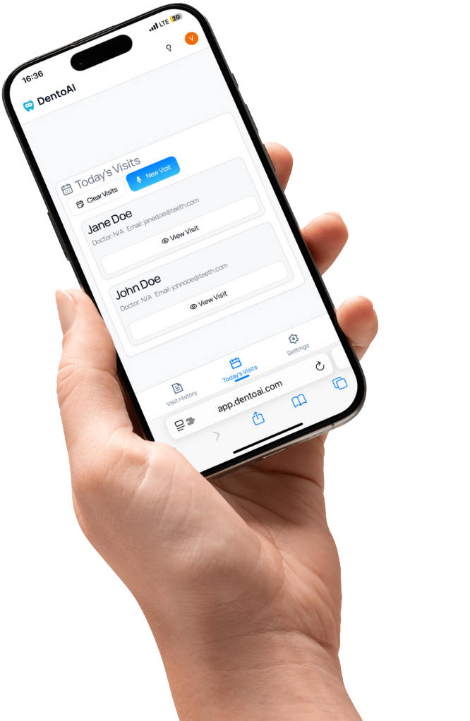 Smartphone showing the DentoAI app