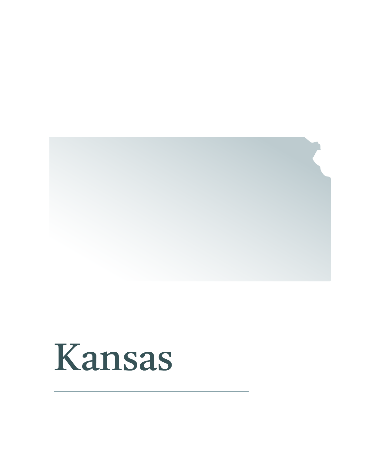 Silhouette map of the state of Kansas in the United States.