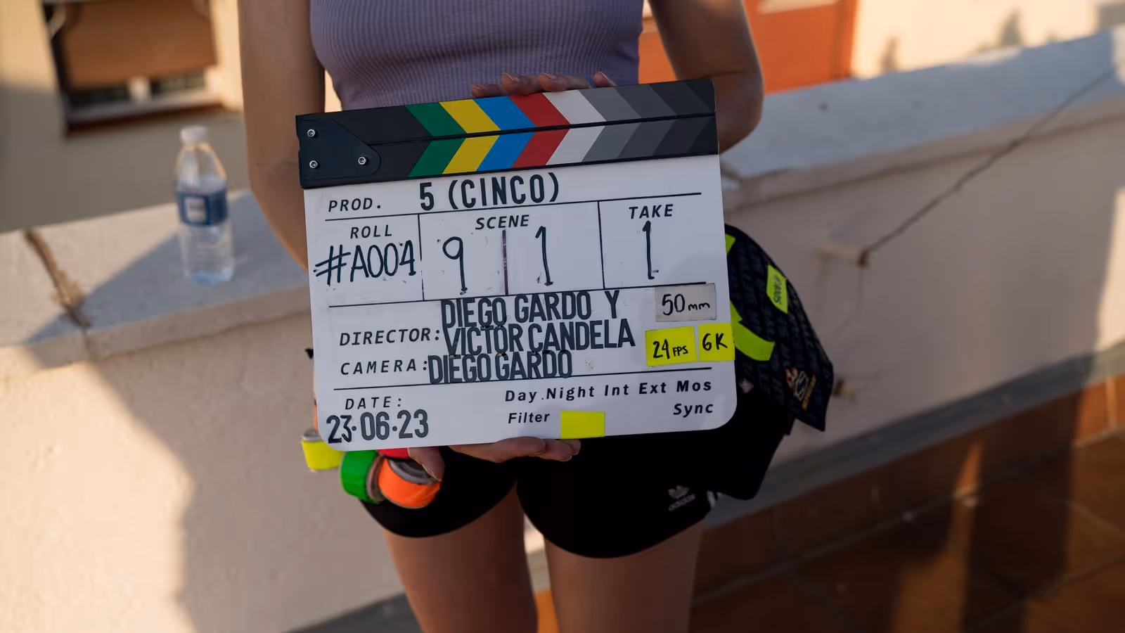 Cinco's clapperboard.