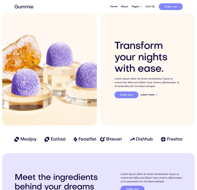 Gummie - Home V2 Page - Sleeping Gummies Webflow Template