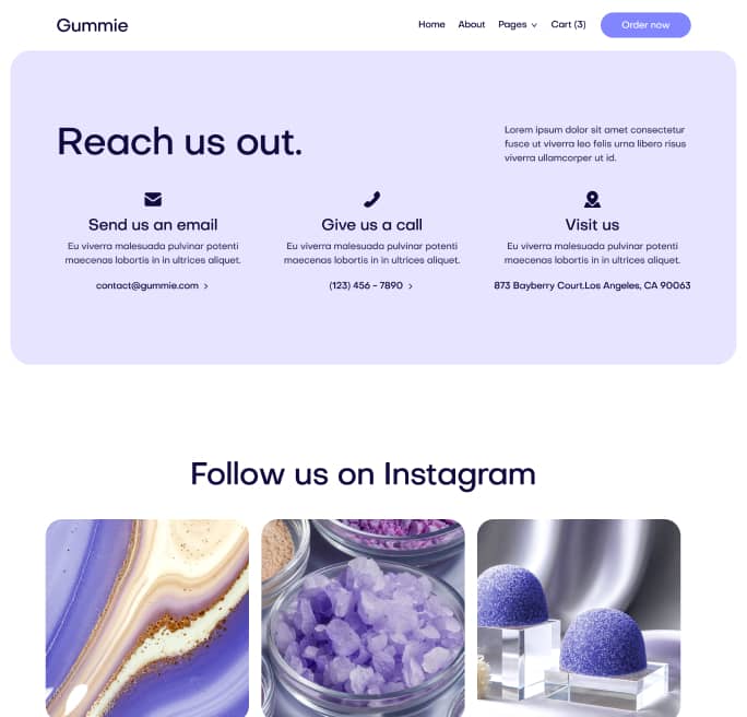 Gummie - Contact V3 Page - Sleeping Gummies Webflow Template