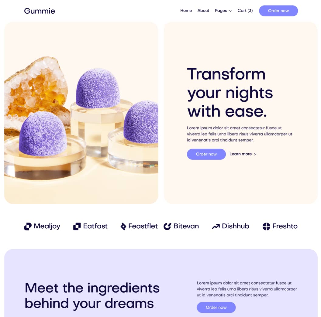 Gummie - Home V2 Page - Sleeping Gummies Webflow Template