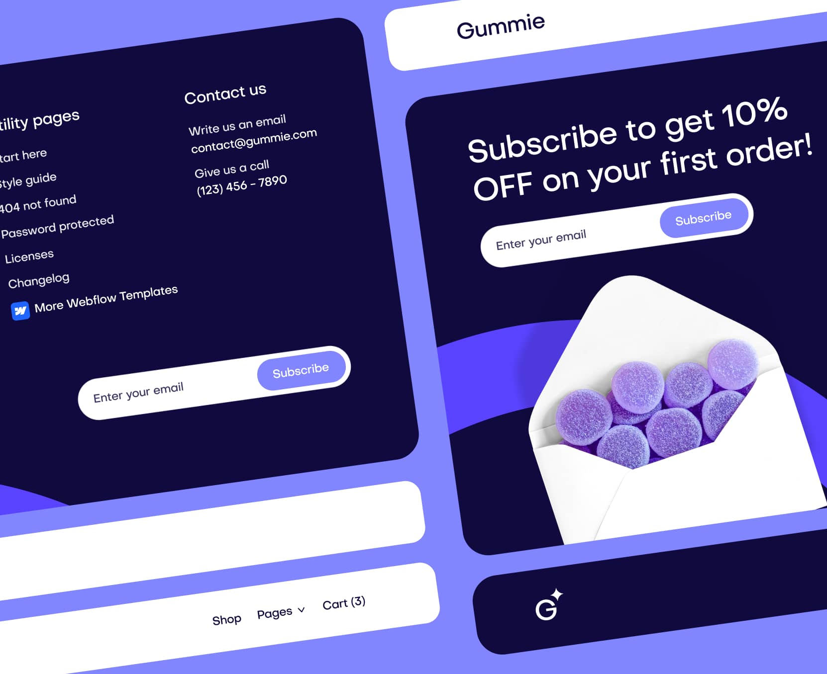 Gummie - Headers and Footers - Sleeping Gummies Webflow Template
