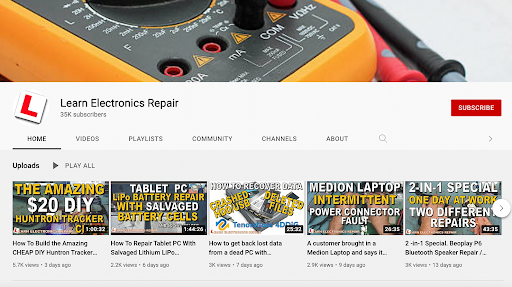 Learn Electronics repair channel.