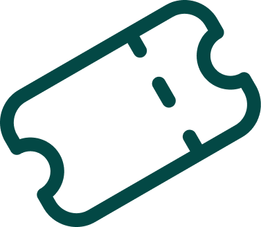 Simple outline of a ticket with two rounded notches on opposite sides.