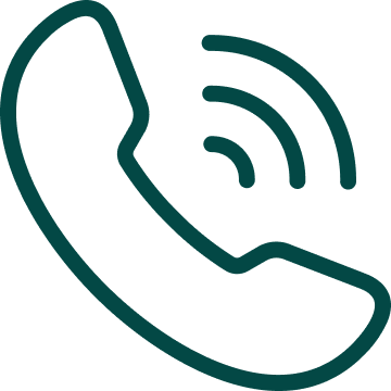 Icon of a telephone handset with sound waves indicating a call.
