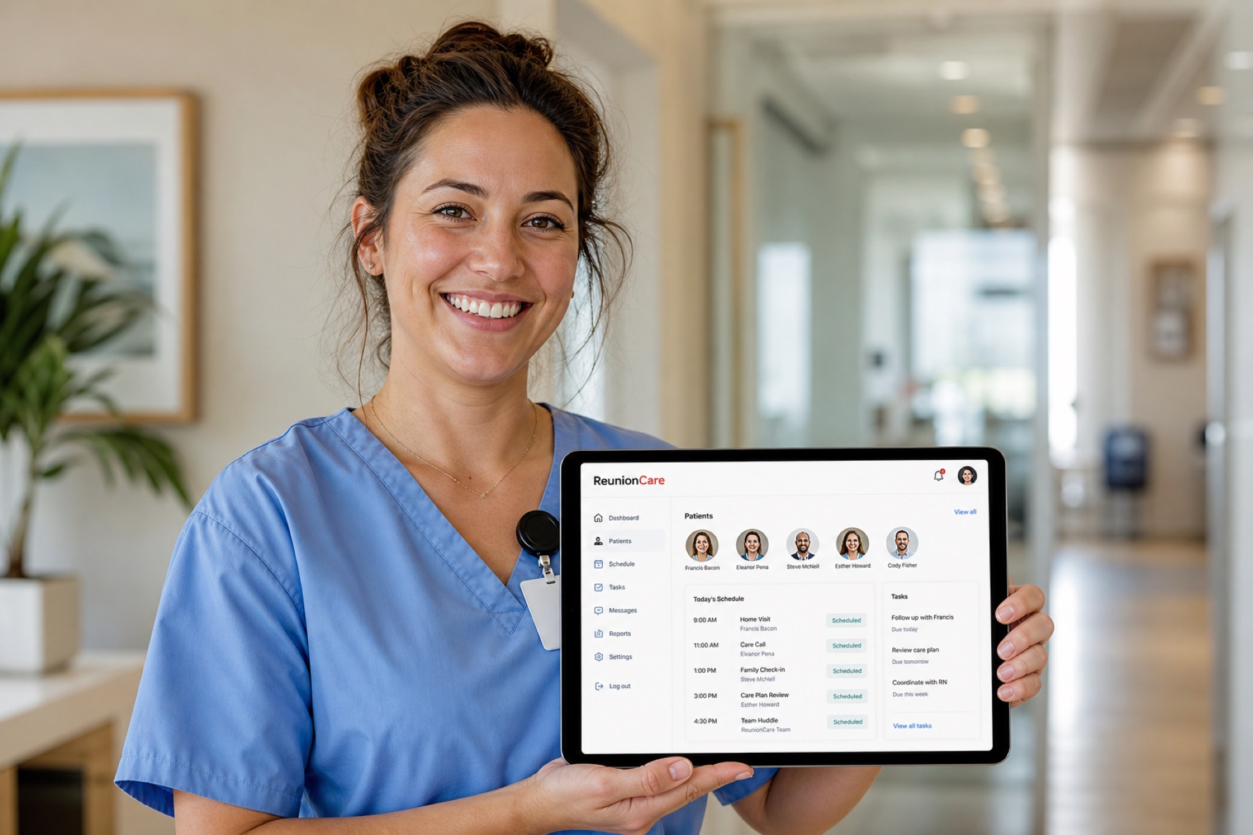 Provider using ReunionCare on a tablet