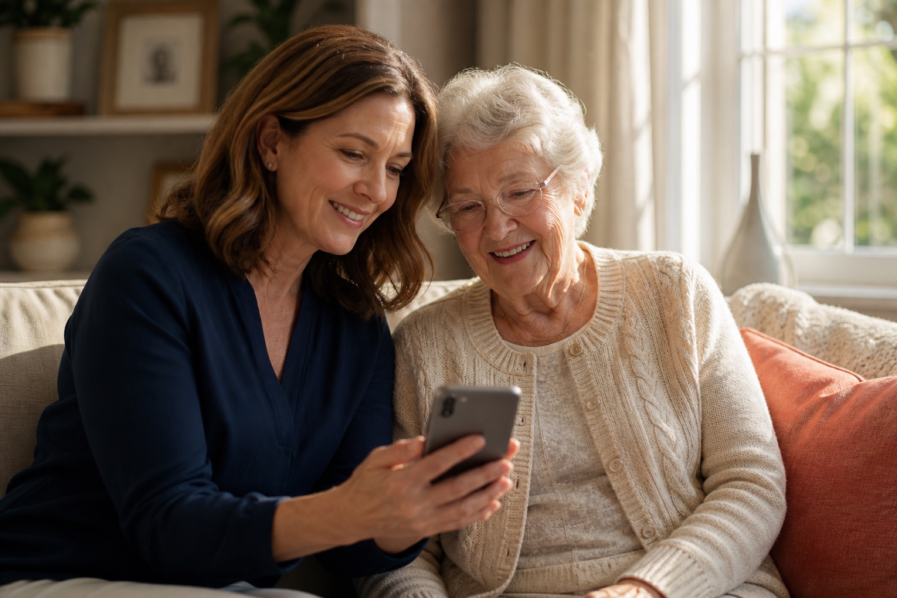 Family reviewing care together