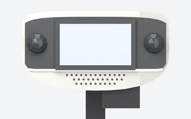 AVA, straight on, with its check-in screen