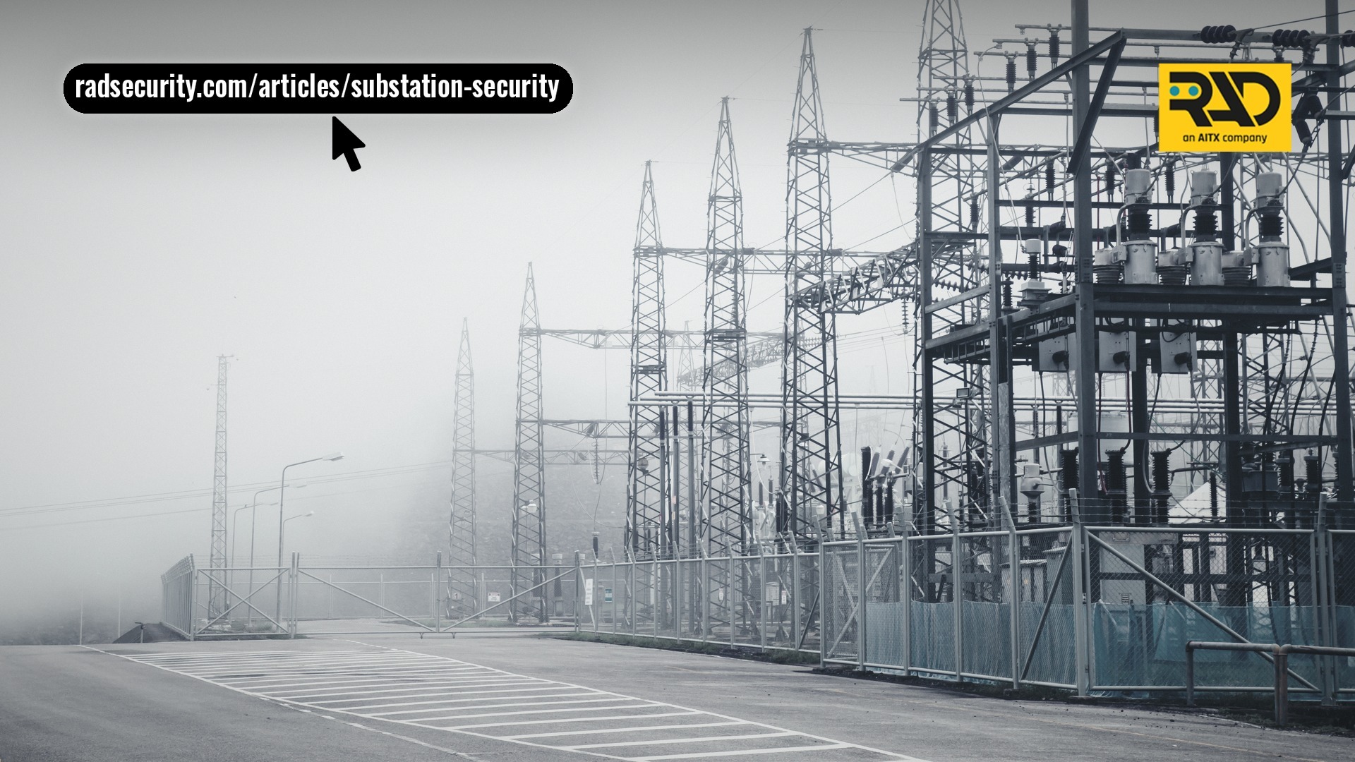 RIO solar Edge AI security trailer at an electrical substation perimeter