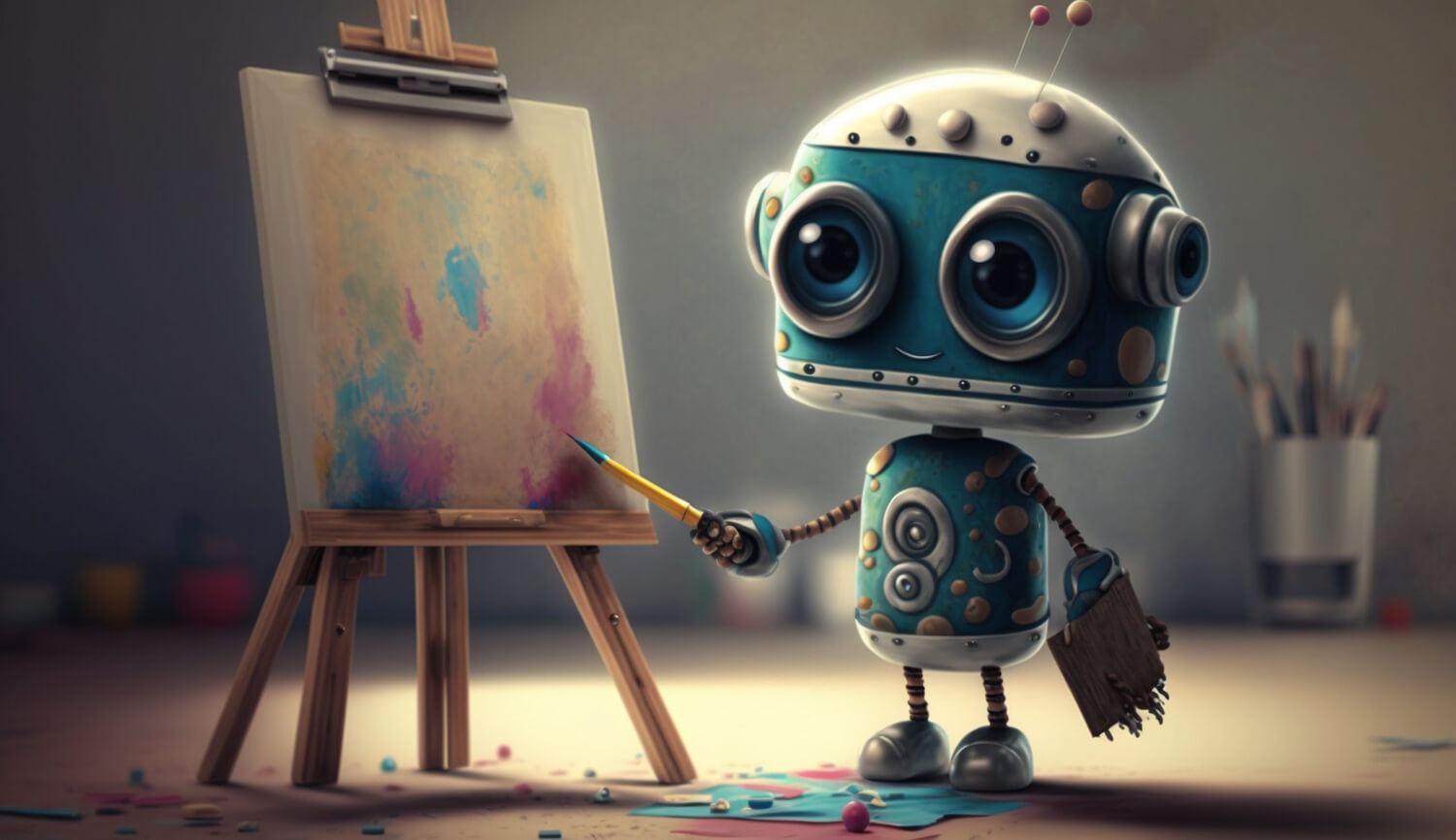 Robot de IA pintando un cuadro
