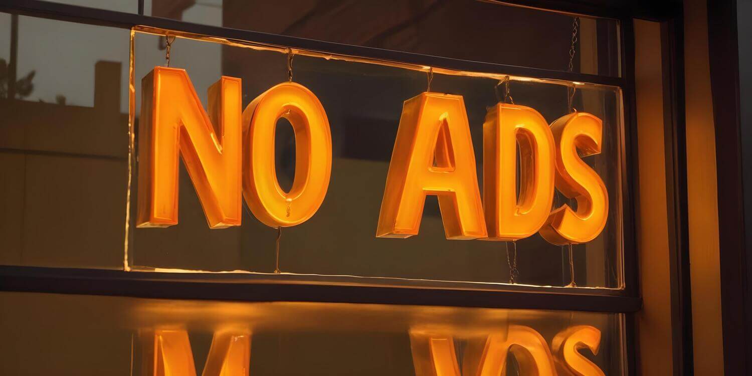 Cartel de no ads en el escaparate de una tienda 