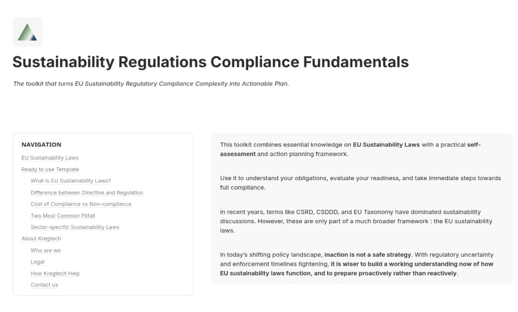 Sustainability Regulations Compliance Fundamental Template