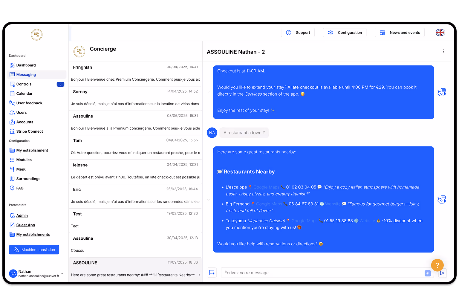 Screen picture of the AI inbox Sunver