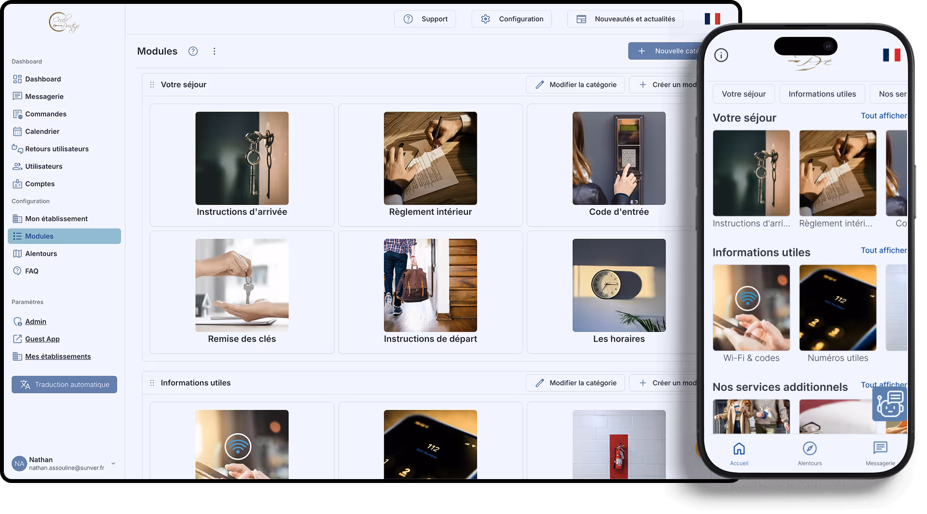 Mockup of Sunver digital guestbook and the dashboard. 