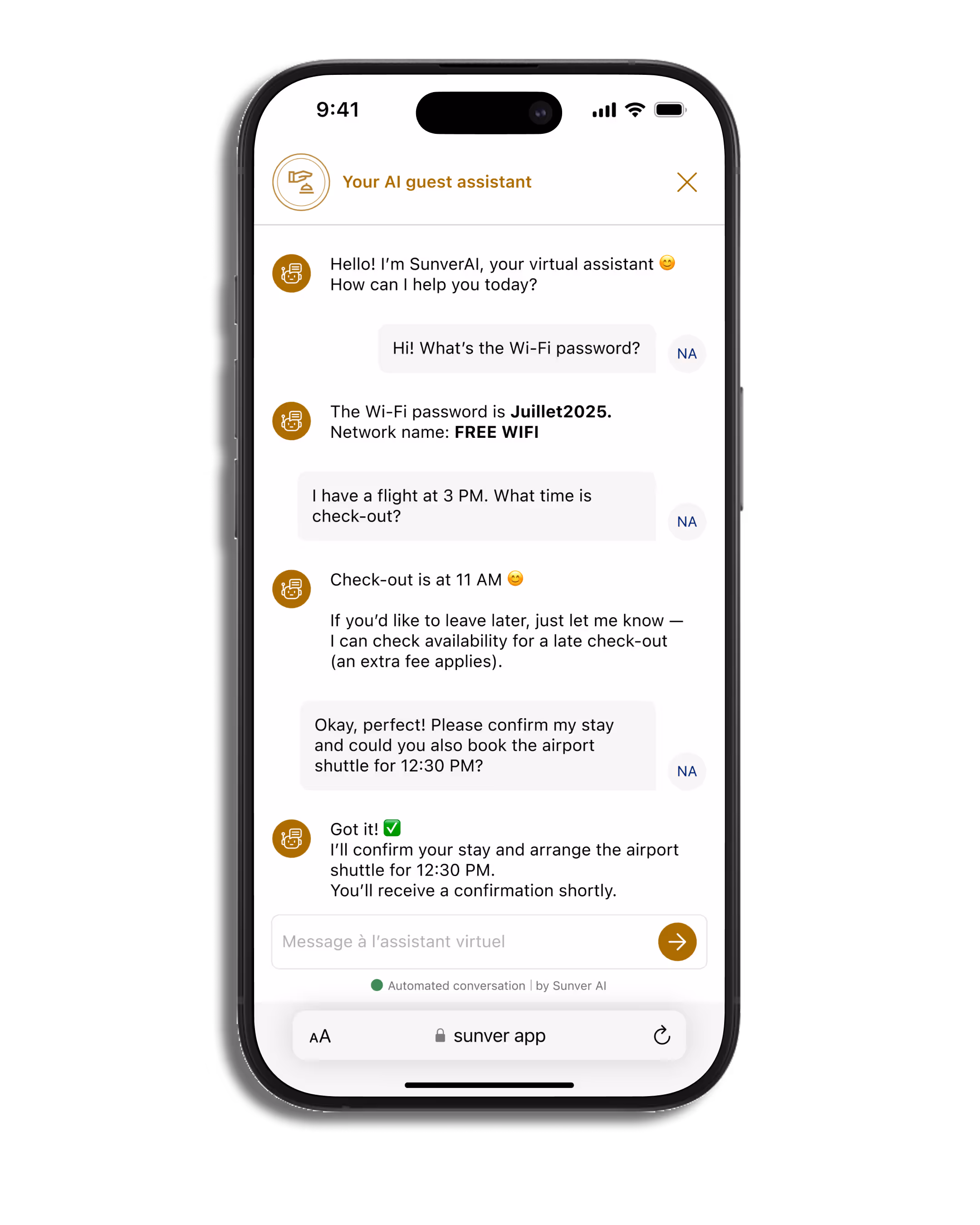Photo of the Sunver ai guest assistant