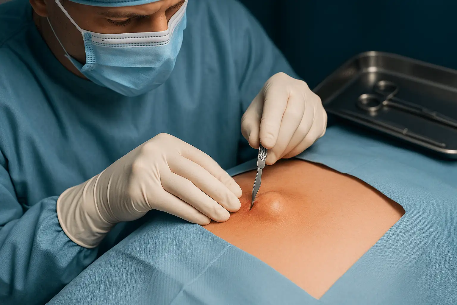 Chirurgiczne wycięcie torbieli, tłuszczaka lub kaszaka w Novi Clinic Giżycko - zabieg ambulatoryjny.