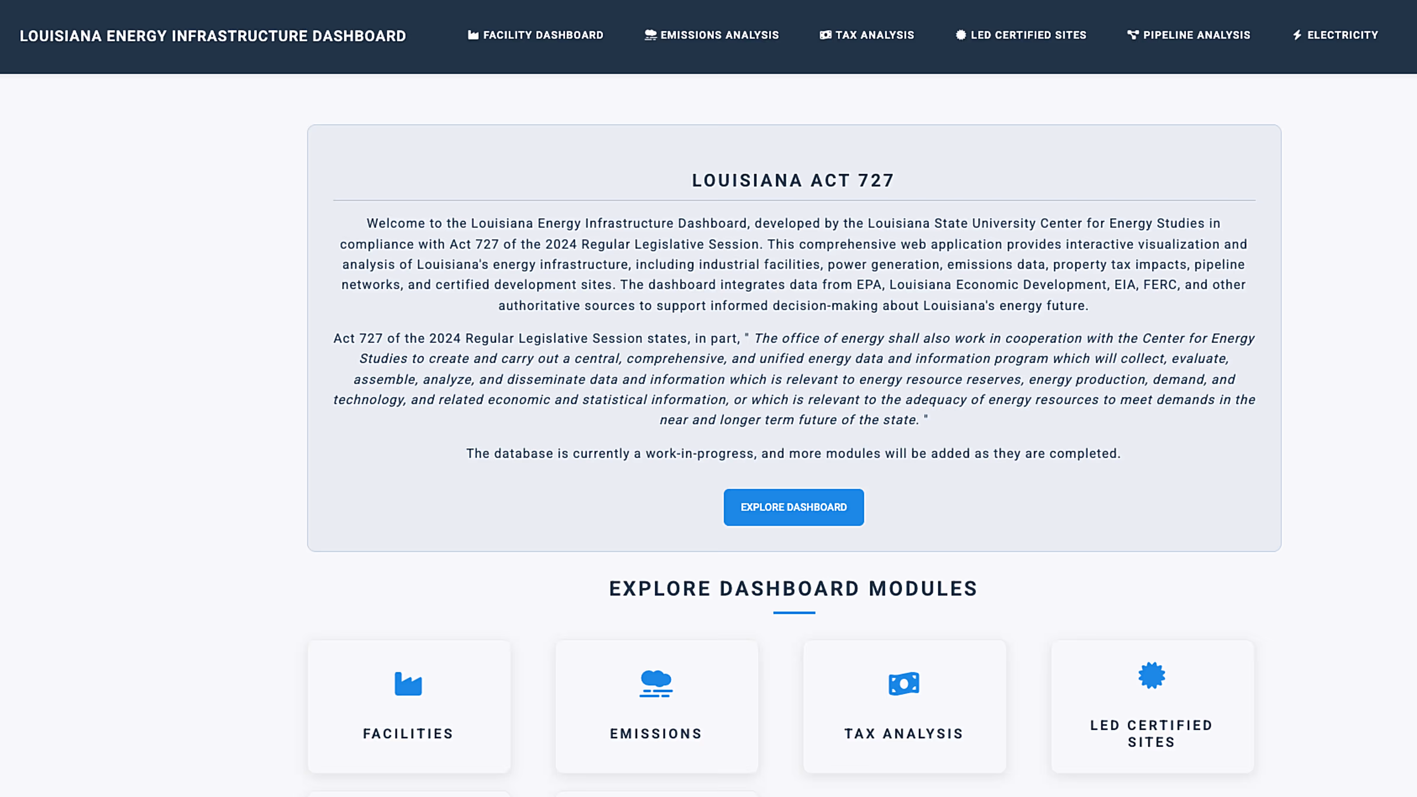 Louisiana Energy Infrastructure Database and resource management tools